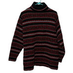 Yarnworks Vintage  Women’s Fair isle Black Wool Blend Sweater Large Tunic Length Photo 0