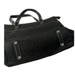 Anne Klein Black Lion Head Logo Fabric Tote Purse Laptop Bag Silver tone hardwar Photo 3