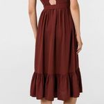 VERO MODA Odette Brown Ruffle Calf Dress NWT Sz M Women’s Polyester Tie Back Photo 7