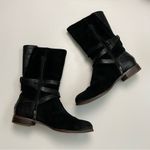 UGG Boots Deanna Suede Leather Burnished  Buckles Straps Sheepskin Footbed Black Photo 4