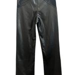 The Kript  Faux Leather Open Fish Net Panels Straight Leg Pant Large 31.5 Inch Inseam Photo 2