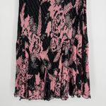 Dress Barn Floral Midi Skirt Size Small Pink Black Flounce Hem Boho Feminine Y2K Photo 2