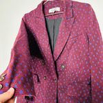 Diane Von Furstenberg  Red Printed Wool Blend Blazer Coat Size 6 Photo 7