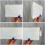 Source Unknown VTG 70s 80s White Leather Makeup Bag Travel Purse Coin Pouch Cosmetic Case NWOT Photo 3
