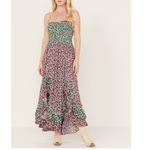 Free People One I Love Mixed Floral Maxi Dress Size XL Low Back Lace Up Boho Photo 3