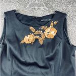 Ellen Tracy Womens 14 Black Sleeveless Sheath Dress With Gold Floral Detail Photo 1