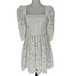 Cara Cara Hart Eyelet Dress Cotton Square Neck Mini Dress Brodererie White Size 4 Photo 4