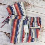 Keren Hart Striped Wide Leg Drawstring Waist Wide Leg Cropped Pants Size Medium Photo 3