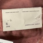American Eagle  SZ 6 Highest Rise Mom Jean Shorts Distressed Frayed Zip-Fly Pink Photo 7