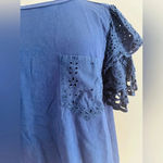 Anthropologie  Forever That Girl Eyelet Tee in Navy Size Large Photo 4