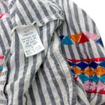 THML Savanna Jane Gray Striped Top with Multicolor Embroidered Geometric Accents Photo 7