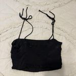 ZARA Black Silk Crop Top Photo 1