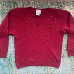Vintage 90s Together! red angora lambswool jeweled sweater, size small petite Photo 0