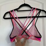 Victoria's Secret Victoria’s Secret Pink and Black Bright Neon Strappy Bikini Bathing Suit Top Photo 8