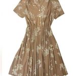 Vintage Midi Dress Brown Pleated Skirt White Butterflies Cottagecore No Size Size undefined Photo 0