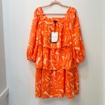 Who What Wear NWT Orange Palm leaf Balloon Long Sleeve Dress Sz XS. Photo 4