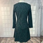 Loft  Ann Taylor Green & black print long sleeve a-line business casual dress siz Photo 4