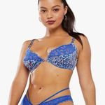 Savagexfenty Fenty X Savage Blue Graphics Satin Not Sorry Half Cup Bra Size 32A Photo 0