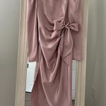 Satin Pink Bow Midi Dress Size XS Photo 1