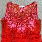 CAbi True Love Tank Top #672 Women's X-Small Sleeveless Floral 100% Silk Pleated Photo 2