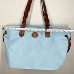 Dooney & Bourke  Nylon Shopper Tote Purse Leather Strap Shoulder Bag Baby Blue Photo 10