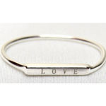 Boutique NEW Women's Dainty White Gold-Plated S925 LOVE Bar Band Ring Size 7 Photo 1