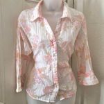 Fairy ethereal White pink floral boho button up down shirt blouse. Measurement in pics Size L Photo 0