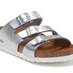 Birkenstock BETULA x | Leo Soft Sandals Metallic Metal Silver White | Size 40 Photo 0