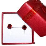 January birthstone garnet cz in 14k gold plated post earrings. New Red Photo 2