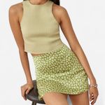 Reformation Benson Silk Mini Skirt Green & White – Size 4 Photo 2