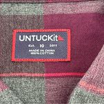 UnTuckIt Burgundy Grey Grey‎ Plaid Long Sleeve Button Front Shirt Womens Size 10 Red Photo 1
