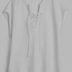 Gap NWT White Lace Up Top in Linen Cotton Size Small Photo 0