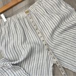 Flax  Striped Pants linen wide leg crop womens White (xsmall) natural casual Photo 7