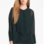 Ted Baker • Trinkah Blouse blush pink silk tuxedo pleated front batwing sleeve Photo 4