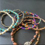 Set of 8 Festival Bohemian Bracelets Stretch Beaded Brown Photo 2