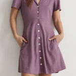 Madewell  Kacie Mini Shirtdress Linen Blend Pearl Buttons in Antique Purple Photo 0
