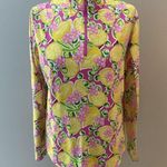 IBKUL Calista Hot Pink 1/4 Zip Shirt Large Yellow Lemons Mesh Long Sleeve UPF50+ Photo 1