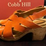Cobb Hill by Rockport Alleah slingback wedge sandal size 9W Orange w/ cork sole Photo 6