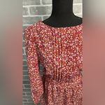 Blue Rain  Floral Red Maxi Dress Open Tie Back Women’s size XL Photo 2