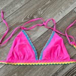SheIn Fabulous Swimwear Sz S Bright Pink Bikini Top W Colorful Trim Photo 2