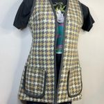 Vintage 60s 70s Patty Woodard Wool houndstooth Plaid Long mod Vest womens 10 S M Gray Size M Photo 7