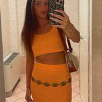TJ Maxx Orange Lace Maxi Skirt Set Photo 0