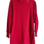 Athleta Cozy Karma Red Asymmetric Zip Mock Neck Sweater Mini Dress Size Medium Photo 2