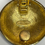 Vintage Courreges Paris Black Enamel And Gold Tone Earrings Clip On Photo 1