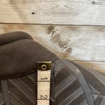 Vintage Womens S (No Size label) Coat Leather Long Chevron Pattern Lined Jacket Gray Photo 7