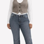 SheIn  Brown Beige Plaid Cropped Vest Adjustable Straps Modern Layering Piece 1X‎ Photo 0