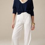 J.Crew Tall Pleated Button Front Pant Chino White High Rise Straight US 8 NWT Photo 0