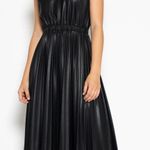 Gracia Pleated Pleather Dress With Lace Hem Photo 0