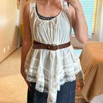 Free People White Lace Trim Tank Top Photo 3
