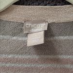 Chico's Blush Taupe Stripe Shimmer Long Cardigan Size 1 USโ Medium Metallic Photo 6